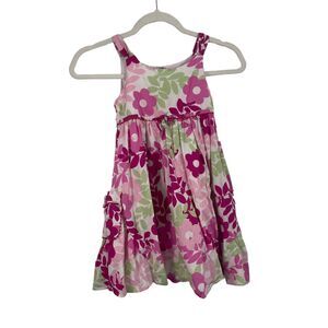 Jillian's Closet Green Pink Floral Dress Pockets Girls 6x